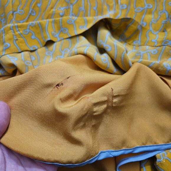 Anthropologie Girls from Savoy Women Size 2 Yellow Gray Silk Retro MOD Dress - Picture 4 of 8